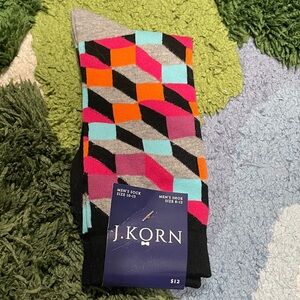 Men's Colorful Geometric Socks - Black, Orange, Pink, Blue